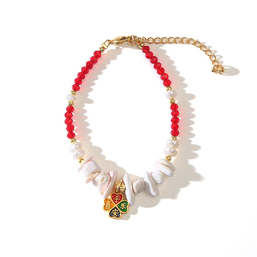 平安喜乐女王贝红锆石天然珍珠百搭手链小众轻奢手镯闺蜜学生手饰详情7