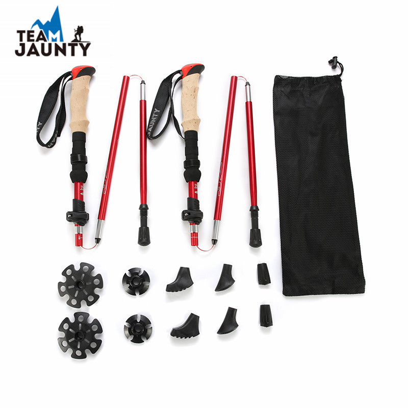 Cross-border 2-piece folding trekking stick set, outdoor hiking stick accessories, double-piece 7075 aluminum alloy pic 2
