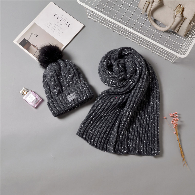 Wholesale of two-piece sets of 2020 new winter knitted pom-poms hats, warm and thick blended jacquard hats and scarves pic 15