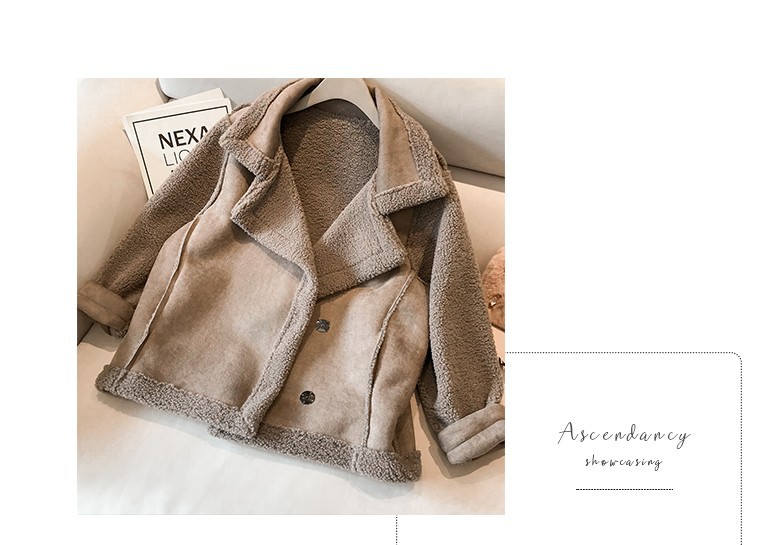 Autumn and winter lambskin coat for women 2020 New Korean style loose BF fur one-piece plush motorcycle jacket top pic 2