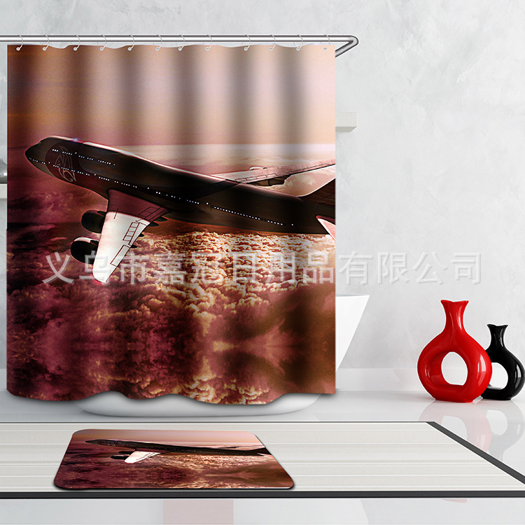Factory direct sales of 3D digital printed waterproof bath curtains pic 5