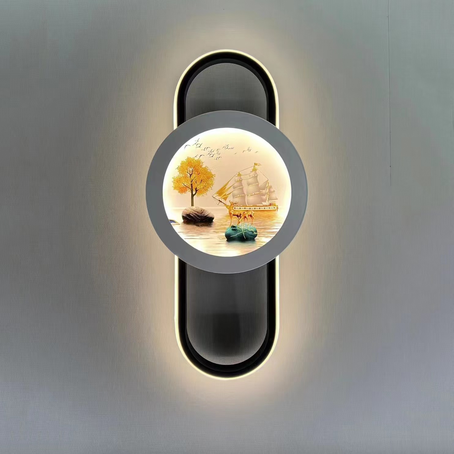 Influencerled wall lamp sala de estar basalto luminosidad pintura decorativa nuevo estilo chino lámpara de casa dormitorio lámpara de cabecera wholesale pic 4
