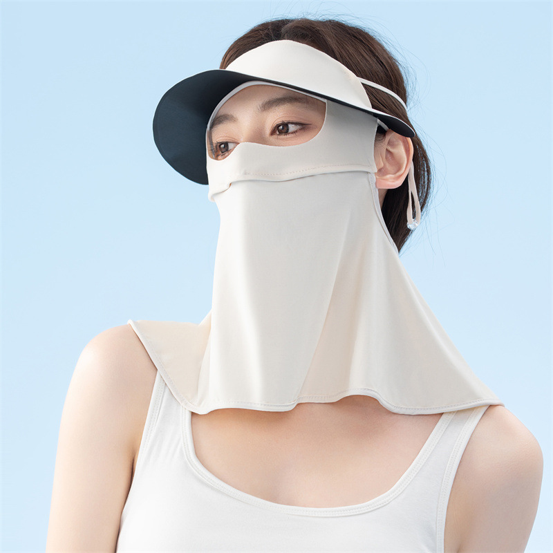 黑胶长款面罩全脸遮阳防晒口罩太阳帽子夏季骑行护颈冰丝面罩批发详情4