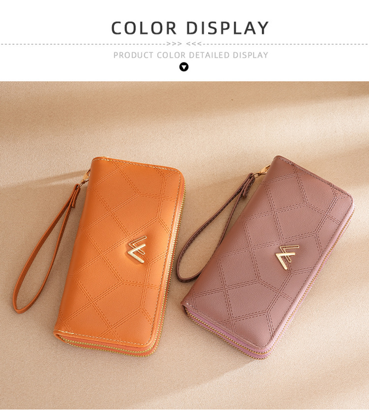 Bolso de las mujeres 2023 nuevo estilo largo bolso de las niñas linger doble cremallera de moda 100 manijas bolso bolso clip de dinero pic 9