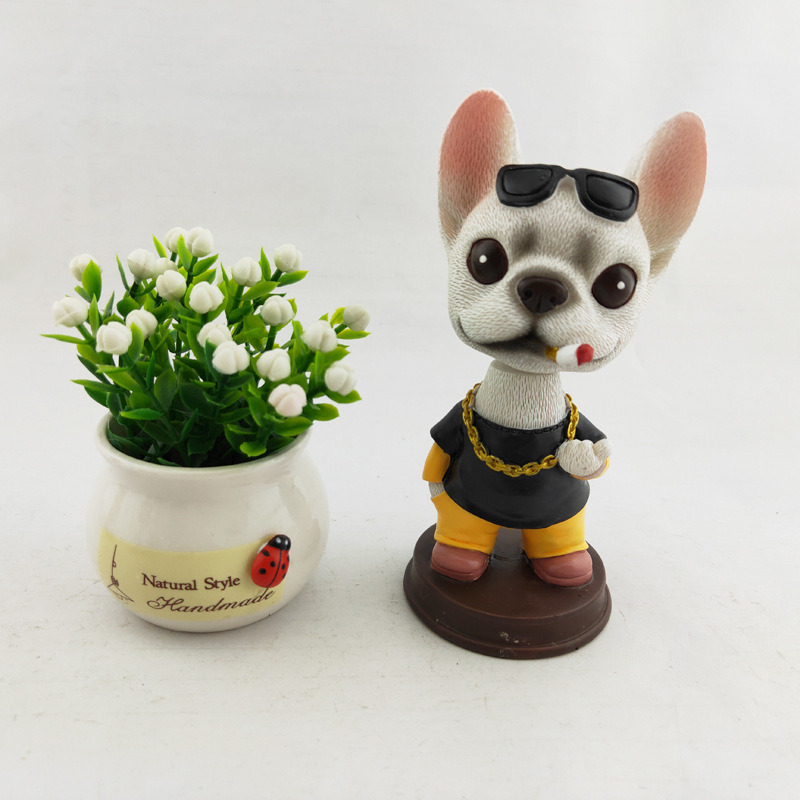 树脂摇头狗工艺品摆件 酷狗汽车摆件弹簧摇摆法斗详情10