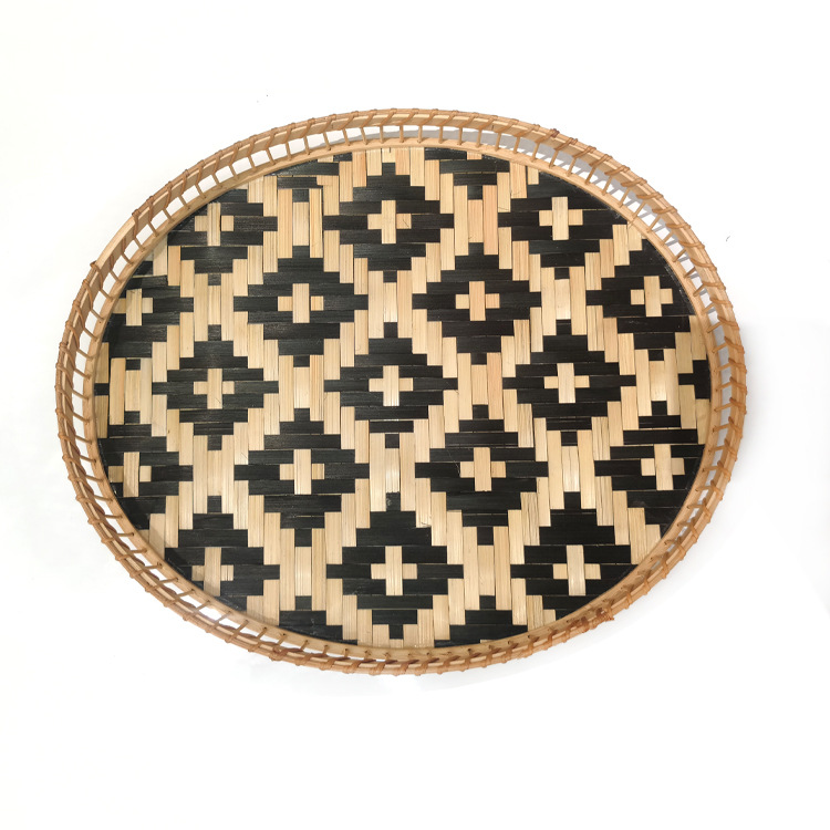 特价清仓桌面收纳托盘杂物钥匙收纳筐果茶几零食编织筐仿藤编织盒详情12