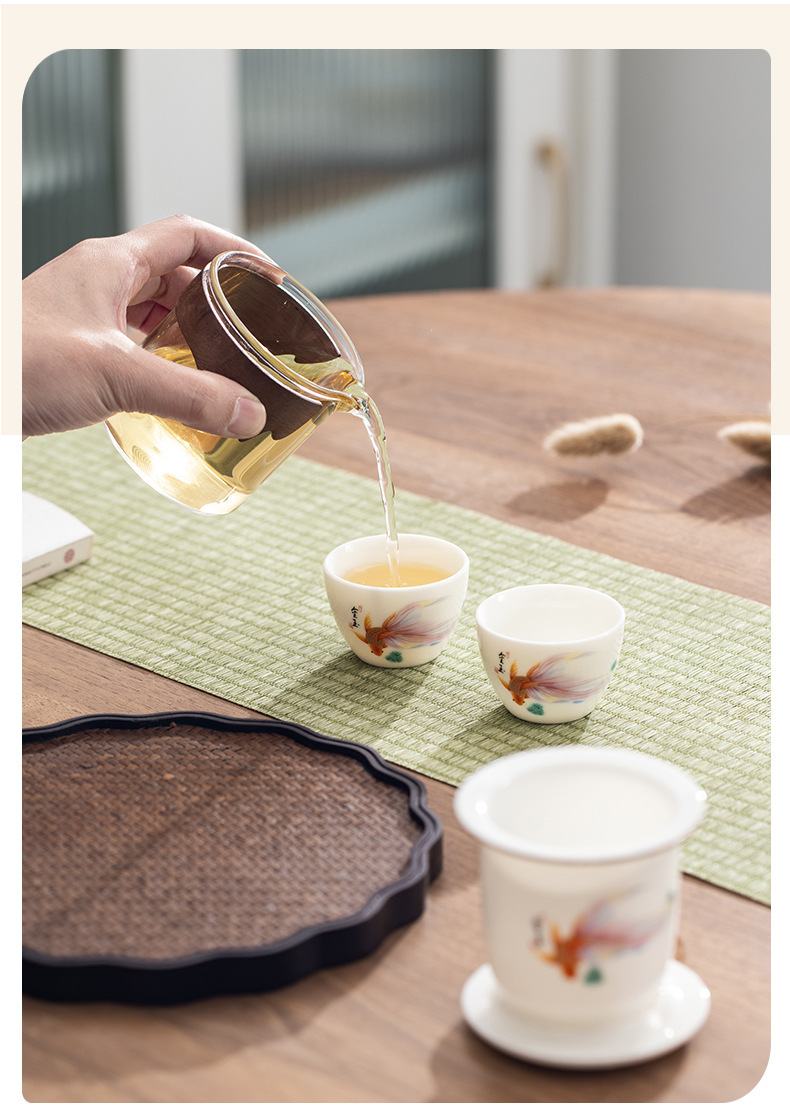 The Wujiang Sheep Fat Jade Porcelain Kung Fu Tea set travel bag is a high-end souvenir for outdoor travel. Wholesale pic 18