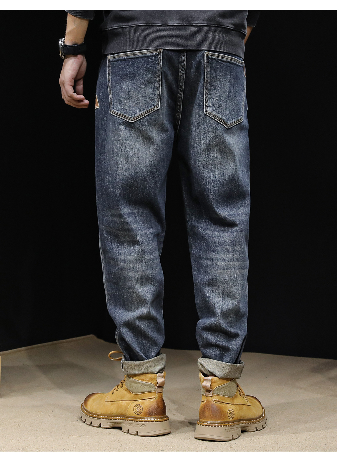 High-end stretch jeans for men spring and autumn, straight-leg plus-size men 2022 new style overweight and plus-size pants for men, trendy pic 10