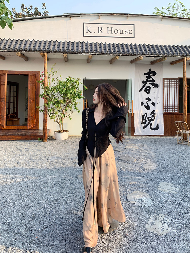 A new Chinese-style long-sleeved shirt set for women in spring and autumn, with a cool and Zen-like atmosphere. A two-piece skirt and trousers set pic 37
