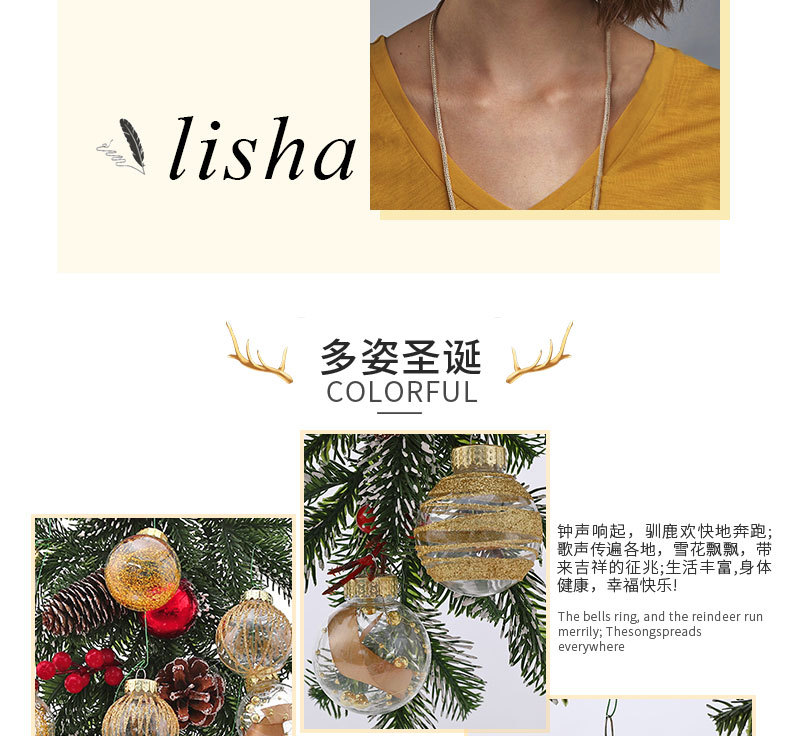 跨境新品圣诞装饰品PET透明球塑料彩绘圣诞球套装圣诞树挂件吊饰详情3