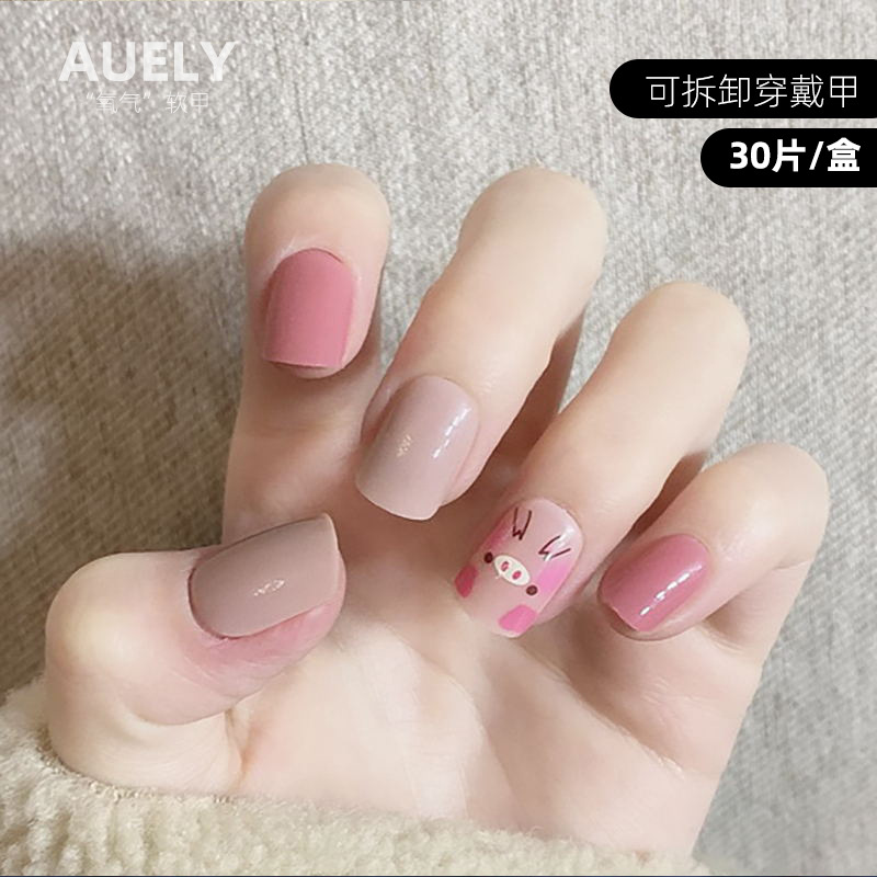 Wholesale of 30 pieces of wearable nail plates, wearable nail art plates, short nail art patches, jelly false nail patches, exclusively for export pic 16
