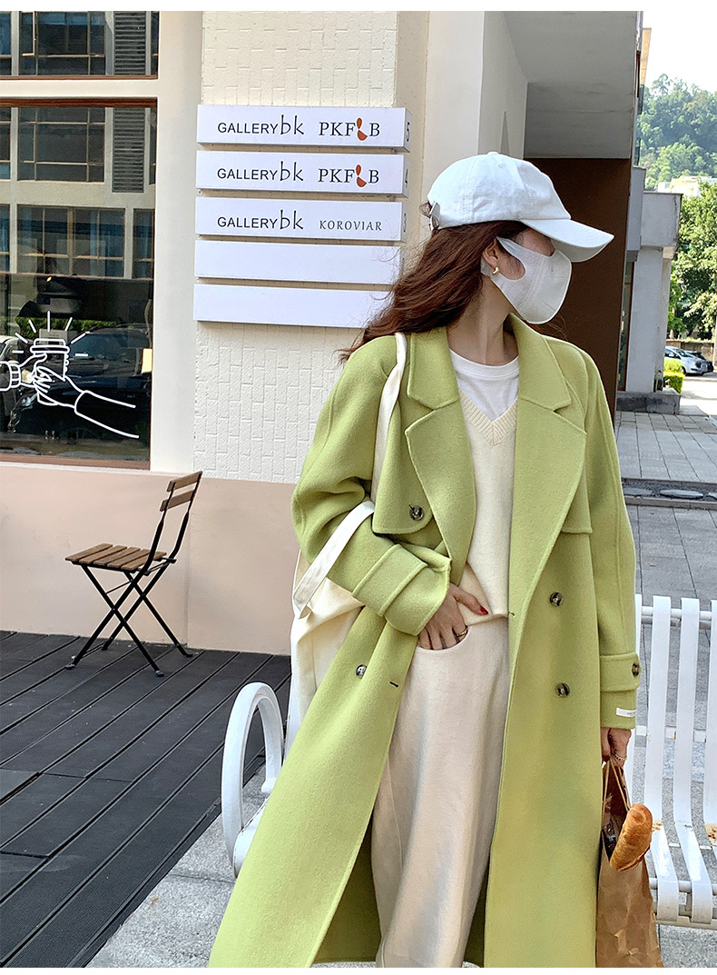 Q469 Dongdaemun Double-sided Cashmere Coat Korean version Autumn and Winter New Style Wool Tie suit collar woolen coat for women pic 20