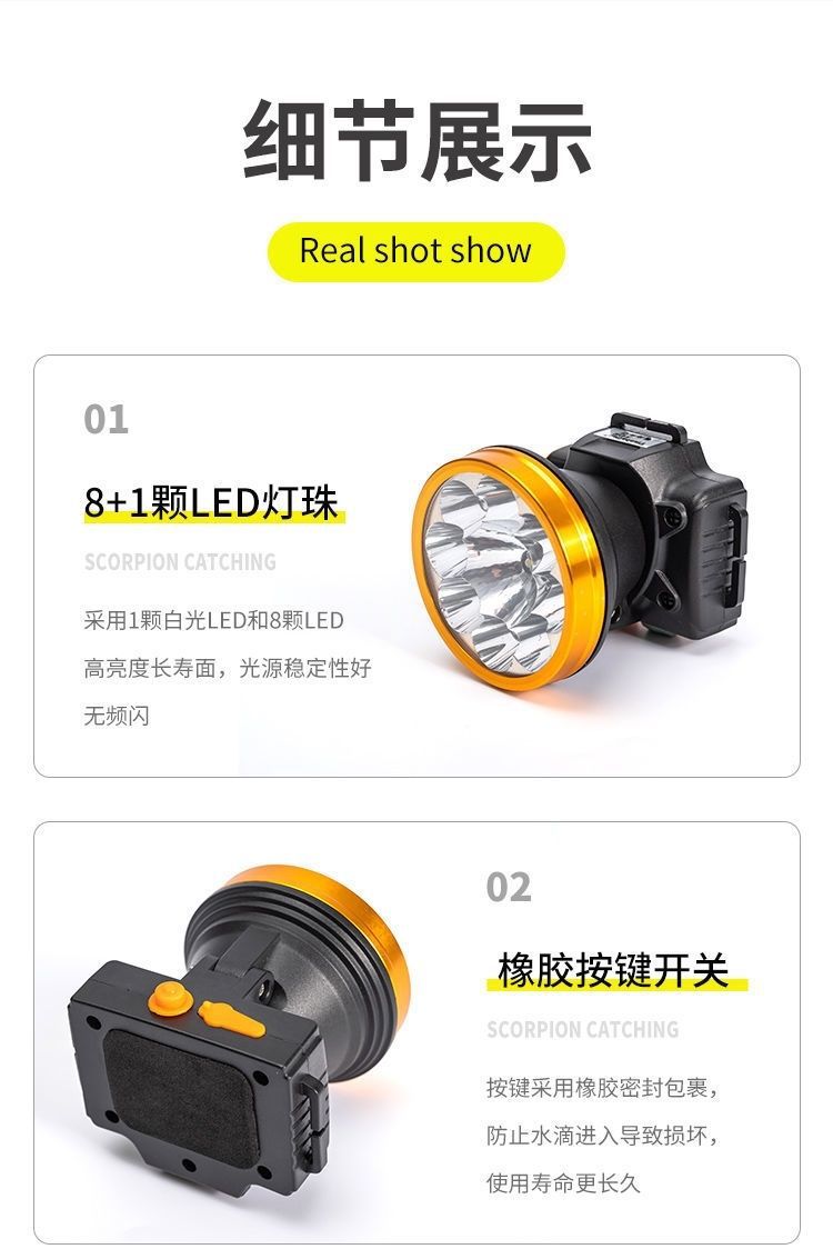 8+1 lithium battery ultraviolet scorpion-catching special headlamp led purple light scorpion-catching scorpion lamp strong light rechargeable pic 11