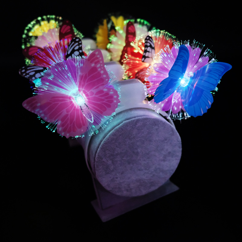 厂家直销LED发光蝴蝶头扣七彩闪光四季装饰派对聚会节日用品发箍详情3