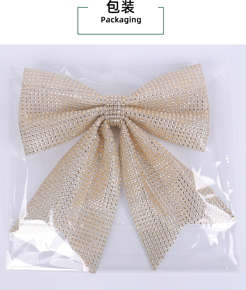 跨境圣诞闪钻蝴蝶结挂件节日橱窗圣诞树装饰大蝴蝶结布置配件批发详情16