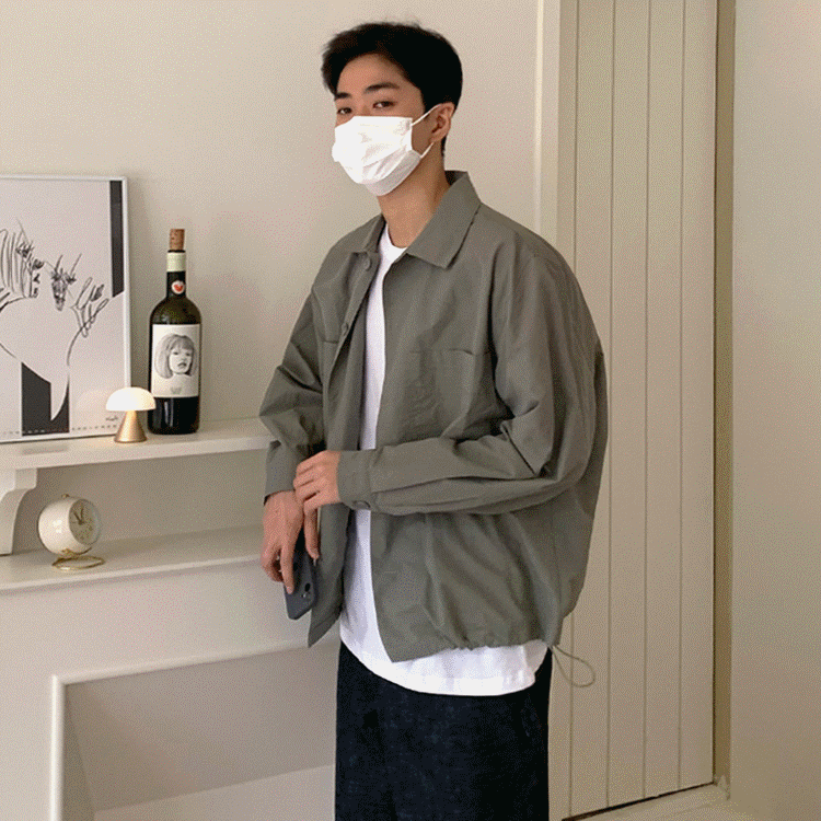 MYQ workwear shirt style jacket Men spring and Autumn shirt Loose long-sleeved thin casual cardigan jacket pic 2