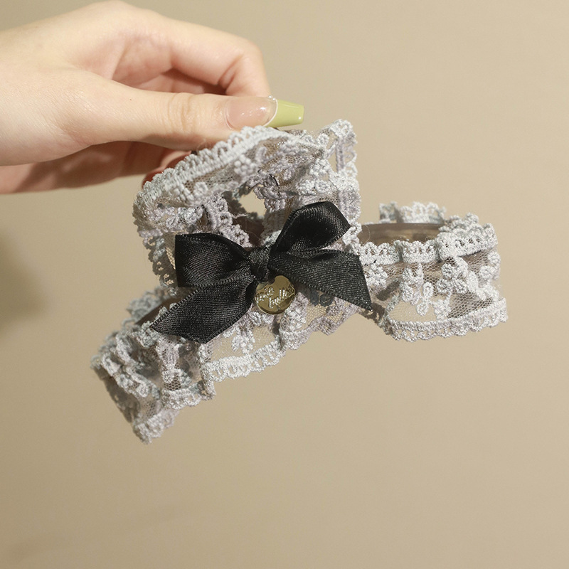 New exquisite lace bow clip, high-end large hairpin, elegant shark clip headwear for women at the back of the head pic 5