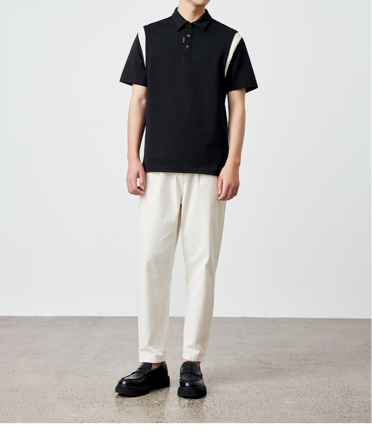 墨麦客250g横纹肌理短袖polo衫男2025夏新款简约撞色男士t恤71245详情28