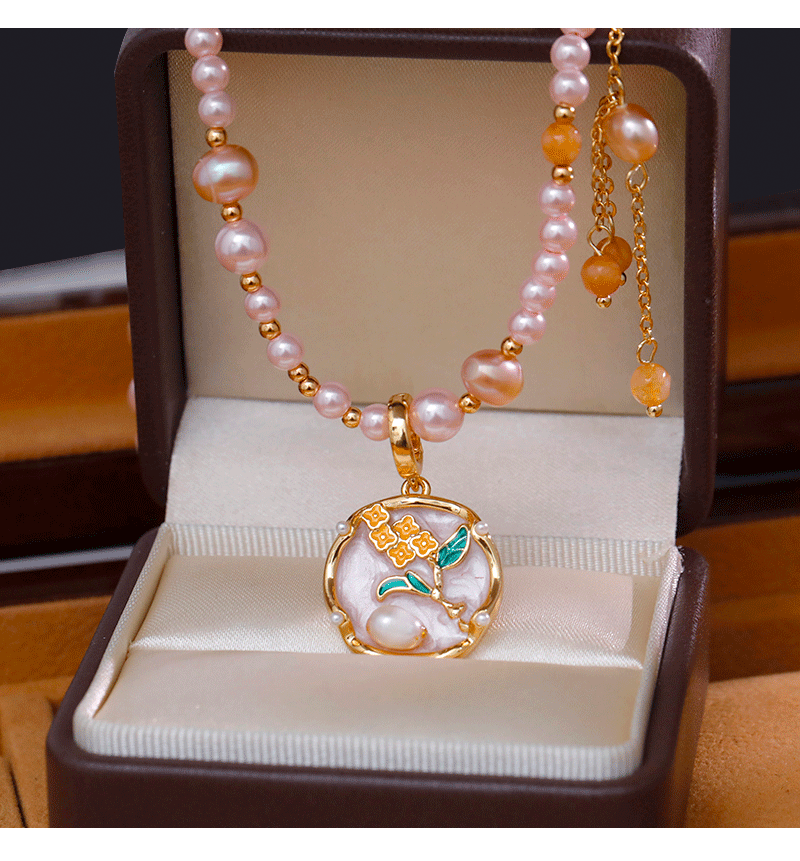 Hyacinth perlas de agua dulce China gotejar piedra natural cuentas colgante de flores nuevo estilo chino China gotejar glaseado premium sentido collar mujer monet jardín pintura al óleo perlas de viento pic 6