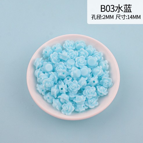 New macaron-colored camellia beads perforated solid rose loose beads diy beading material resin accessories pic 8