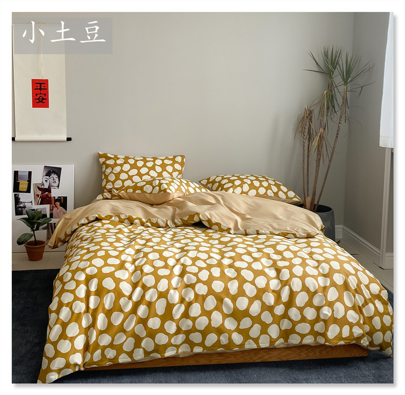 轻复古日式印花纯棉四件套明亮温馨可爱图案40支性价比单双人床品详情21