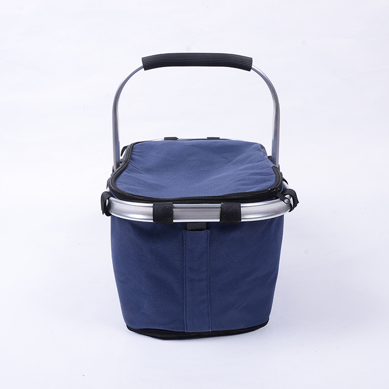 New 600D Oxford fabric folding shopping basket, outdoor picnic bag, hand-held zipper shopping basket, cross-border supply, insulated bag, meal bag, wine insulated bag, catering camping box, ice bag insulated bag, insulated box pic 3