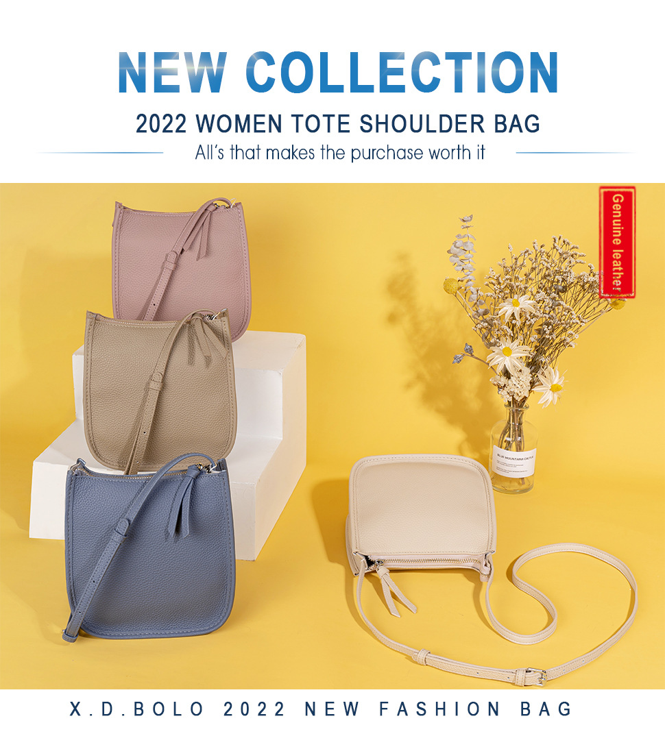 Leather single-shoulder bag for women, versatile and fashionable 2023 Korean small square bag, top layer cowhide ins Korean version crossbody bag, small bag pic 26