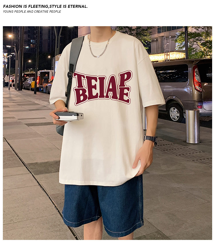 港风复古棉短袖T恤男ins潮牌夏季2024新款男装oversize宽松体恤详情8