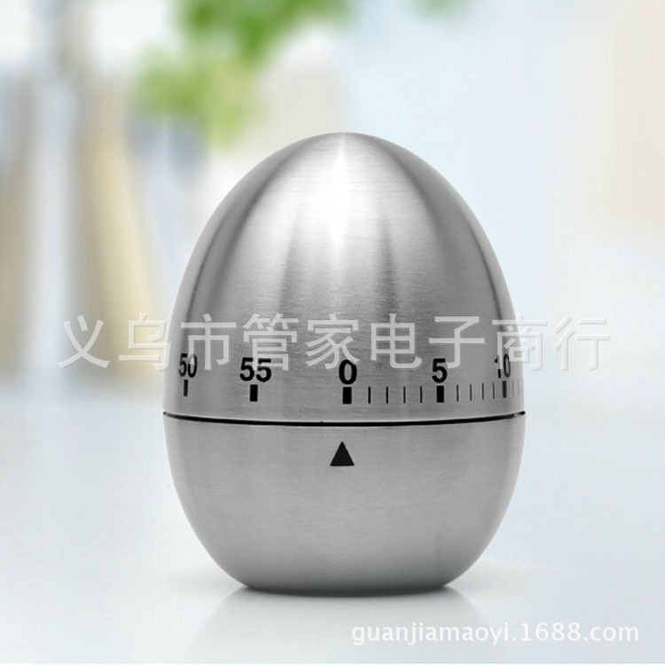 Supply T802 stainless steel timer, countdown timer, kitchen egg-shaped mechanical reminder, egg timer pic 2