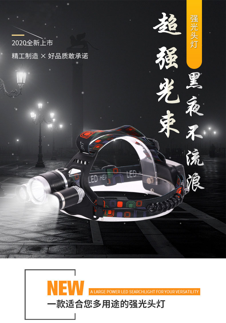 This is a particularly powerful rechargeable P50 bulb, strong bald light, waterproof fishing light, and head-mounted patrol light pic 1