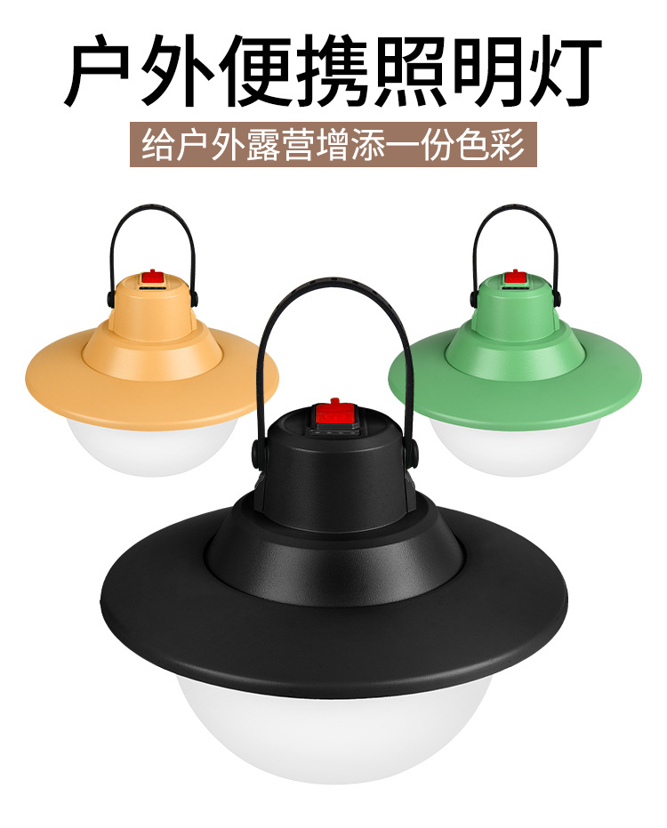 New type of bulb camping lamp, flying saucer bulb camping lamp, spherical camping lamp, straw hat camping lamp, bulb outdoor lamp pic 1