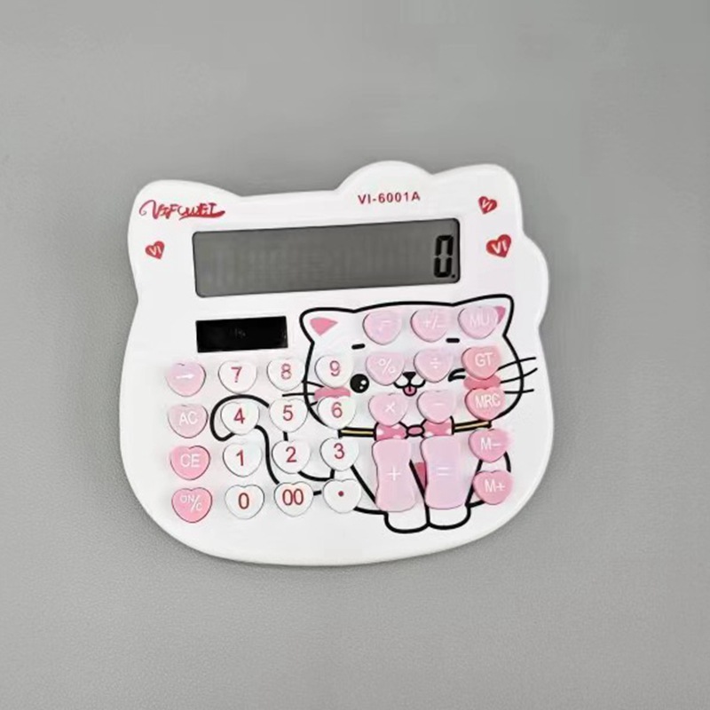 可爱双电源算数计算器 猫头计算机财务办公桌面计算卡通造型儿童详情4