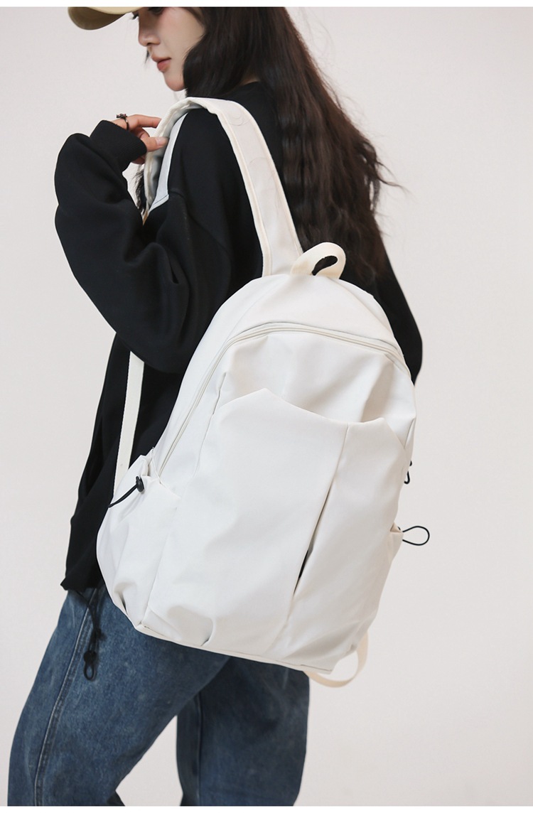 2024新款大容量纯色简约百搭时尚初高中生电脑包大学生双肩背包详情12