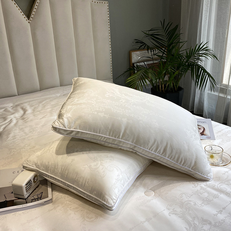 A light luxury 60-count jacquard all-cotton soybean fiber pillow core, a five-star hotel pure cotton pillow pic 6