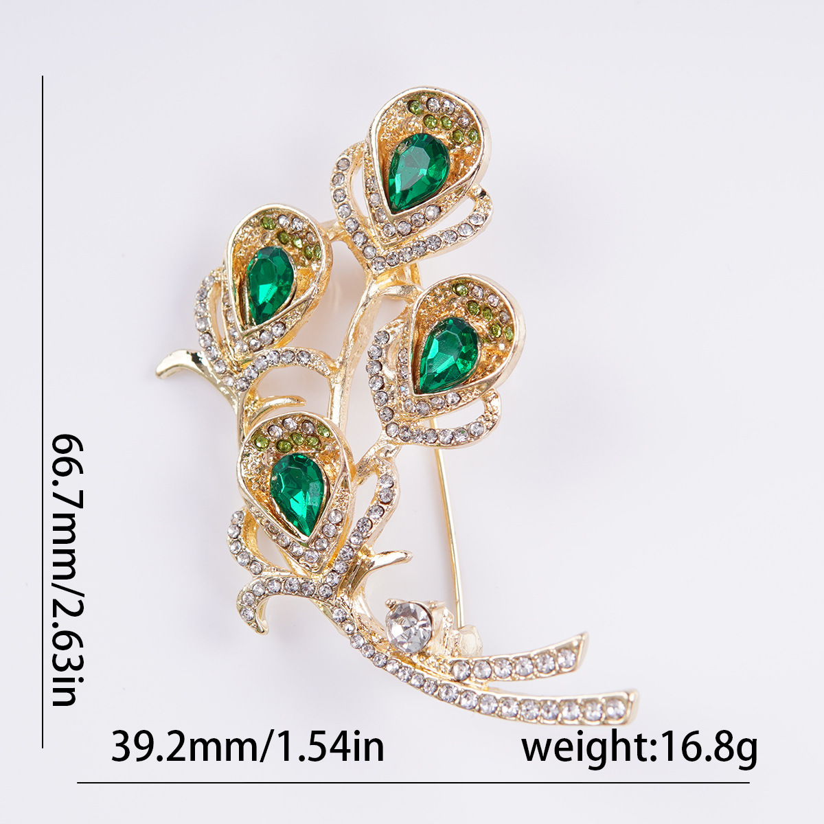 金玉良缘凤凰翎小众复古设计款镶钻气质胸针小众时尚服装配饰批发详情2