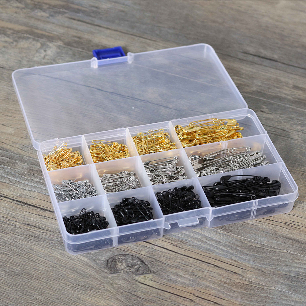 亚马逊540枚金银黑三色安全别针套装多型号镀镍别针厂家批发详情14