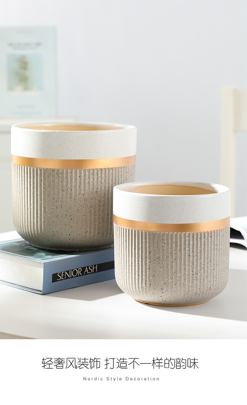 北欧陶瓷花盆轻奢高级感家用客厅兰花绿植大号发财树蝴蝶兰盆栽欣详情10