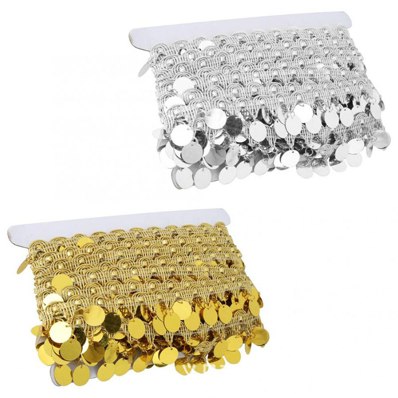 In stock: 3cm laser sequin lace, golden tassel lace, dance costume and accessory lace pic 6