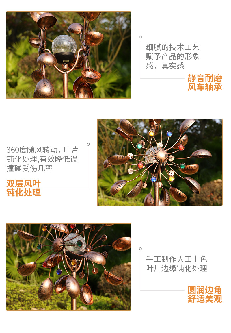 Amazon LED solar light, windmill ground insert light, new cross-border outdoor decorative lawn petal color light pic 8