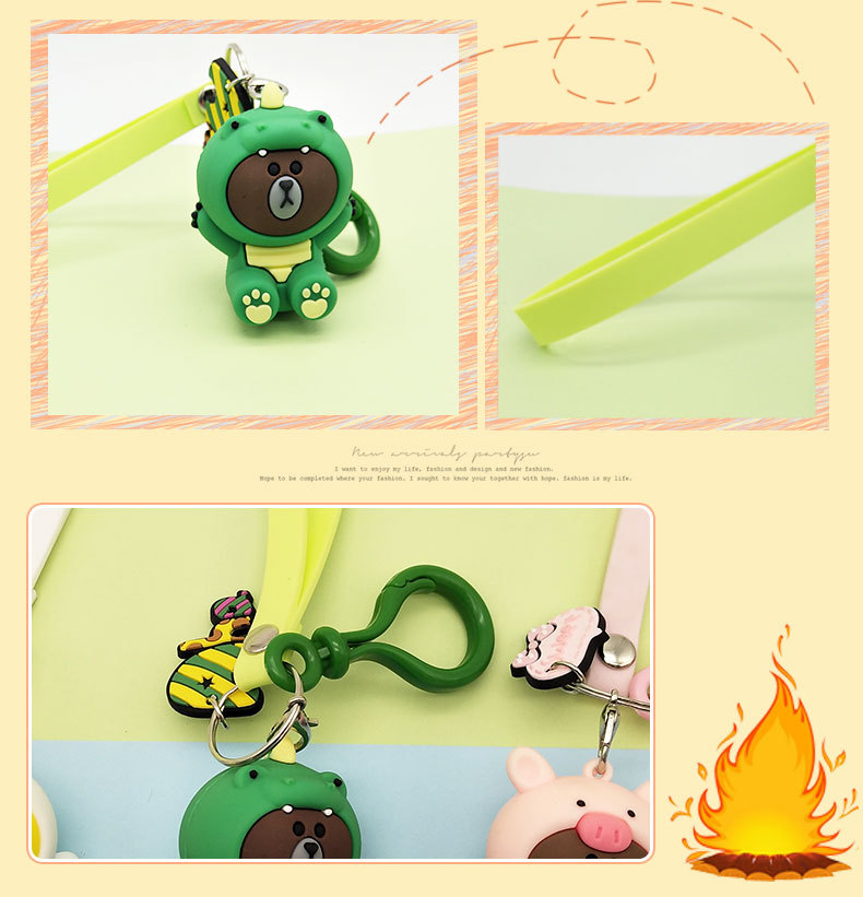 Cartoon jungle Bear series keychains, cute Korean Instagram car key chains, creative bag pendants pic 4