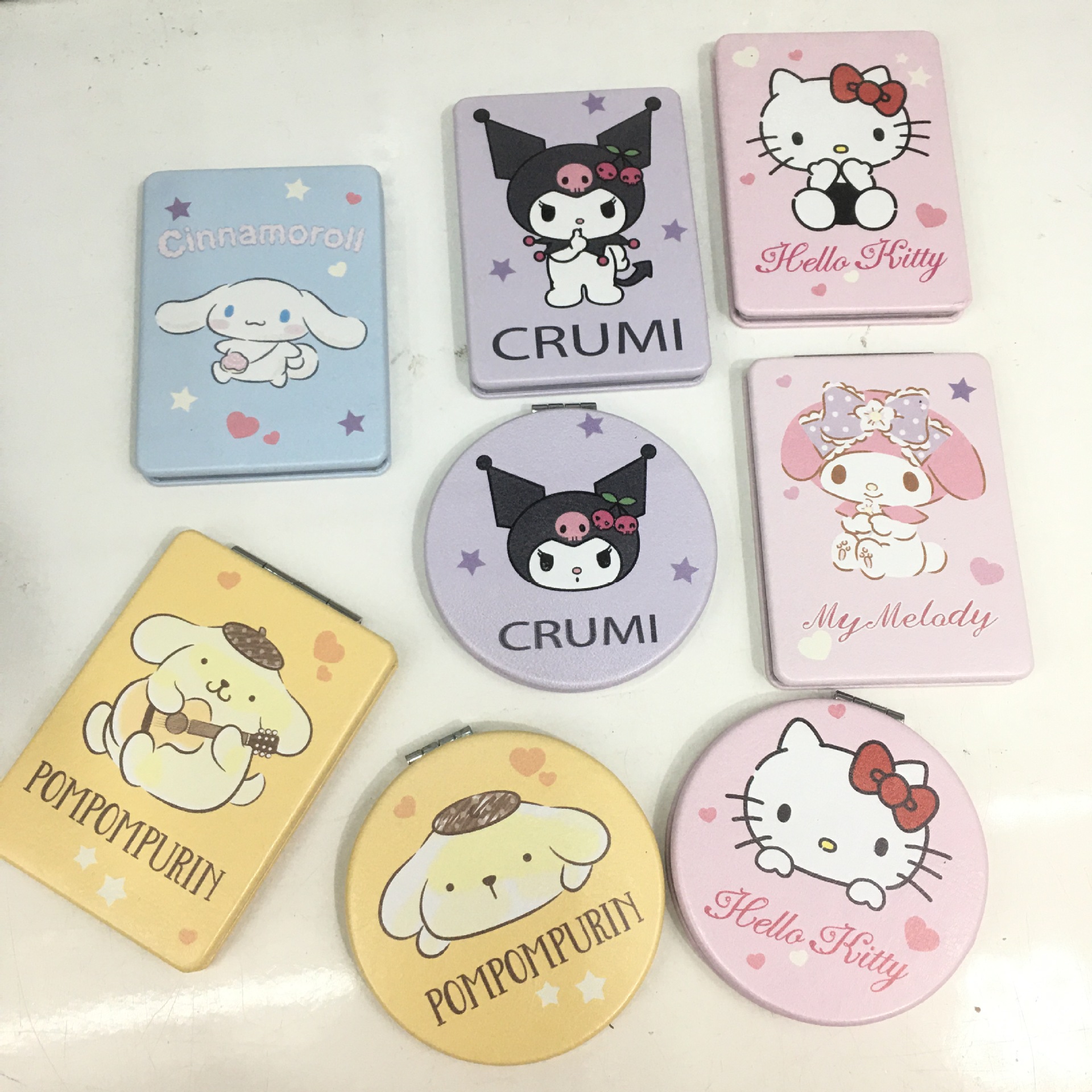 Cartoon and anime family flip mirror PU makeup small mirror, Kuromi Melody Twin Star Cinnamon Dog mirror pic 12
