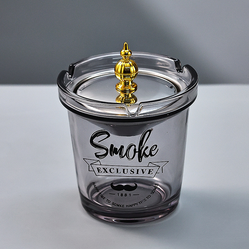 创意车载漏斗防飞灰烟缸家用大号带盖办公室个性时尚玻璃烟灰缸详情12