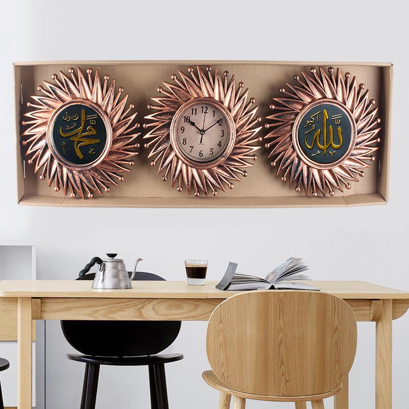 European, American and Arabic gilded living room wall clock, household watch, sofa background wall clock, modern and simple wall clock, three-in-one wall clock pic 13
