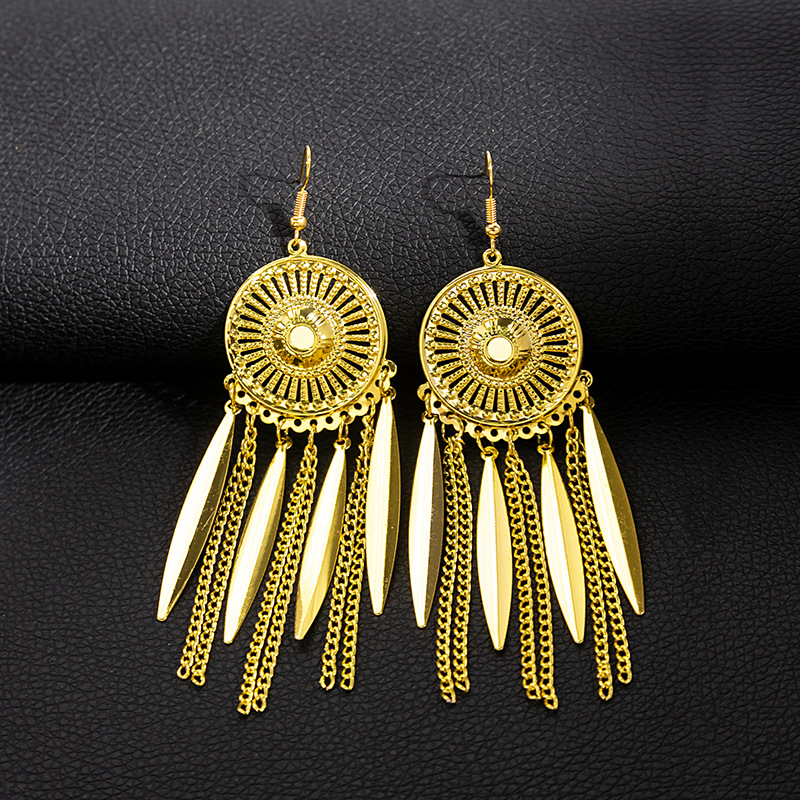 Ethnic-style peacock earrings, golden bell tassel earrings, Bohemian leaf pendants, scenic area earrings wholesale pic 16