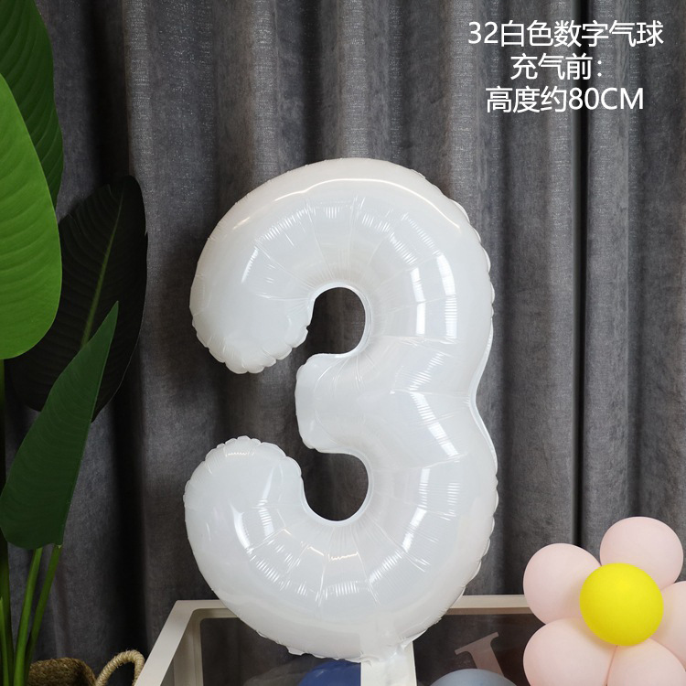 32寸白色数字气球ins小红书同款生日派对布置简约大数字铝膜气球详情16