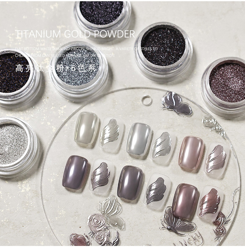 Nail polish high-gloss titanium powder, magic mirror powder, mirror flour, rose gold and silver titanium powder, electroplated nail metal titanium powder pic 3