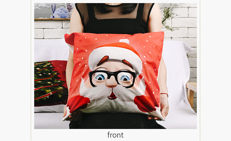 新款圣诞节装饰品创意绒布枕头套卡通老人印花枕套方形抱枕套详情14