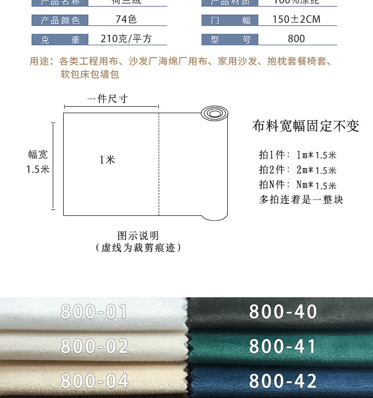 Wholesale of thickened Dutch velvet fabric, home textile fabric, sofa fabric, velvet velvet, short plush pic 3