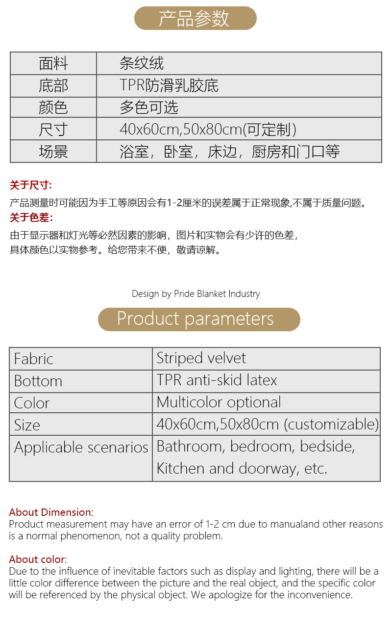 TPR底粗细条纹地垫浴室防滑垫厨房防滑蹭脚垫子室内超细纤维地毯详情9