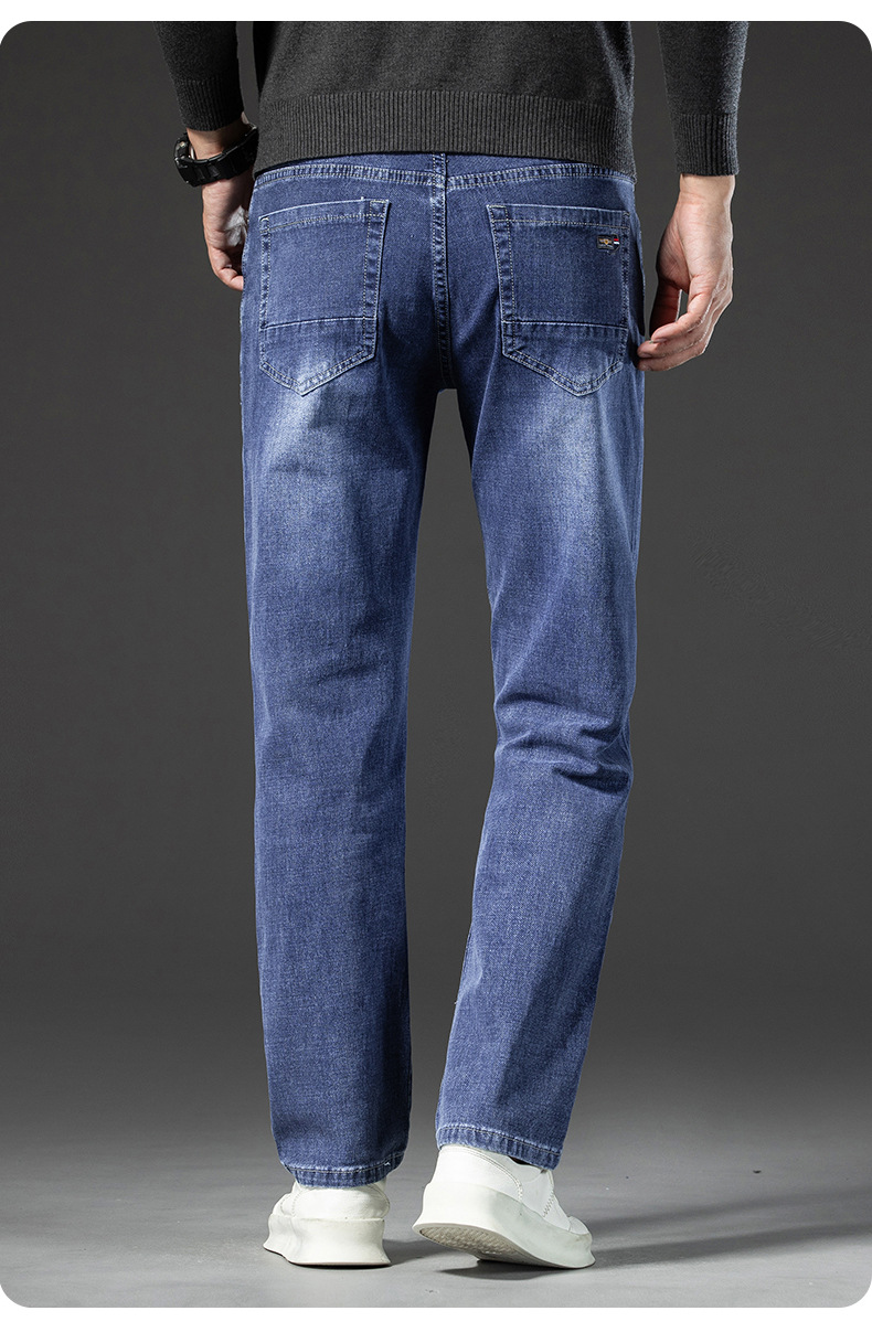 2024春夏季新品弹力高端简奢风百搭宽松直筒工艺水洗牛仔裤男士详情44
